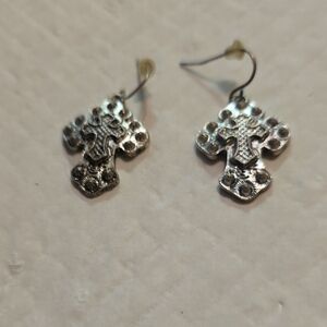 Silver Cross Dangle Earrings